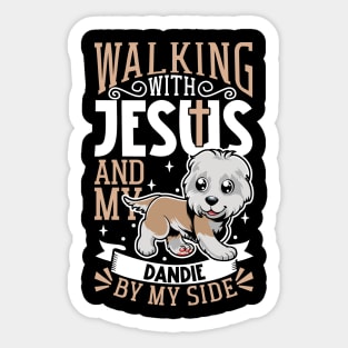 Jesus and dog - Dandie Dinmont Terrier Sticker